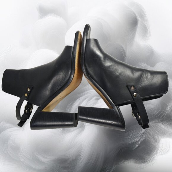 Rag & Bone Wyatt Black Leather Sling Back Peep Toe Heel, Size 40 (US 10) - Picture 8 of 12